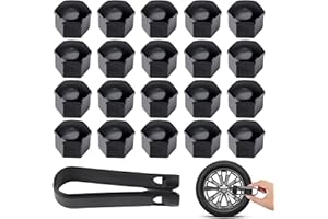 ARADOEA 20pcs Wheel Nut Caps Bolt Covers 17mm Black Universal Car Wheel Bolt Cap Auto Hub Screw Protection Anti-Theft Tire Accessories Car with Wheel Hub Screw Removal for A1 A2 A4 A5 A6 A7 A8 Q2 Q3 Q5
