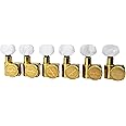Guyker 6 In-line Guitar Locking Tuners – 1:18 Lock String Tuning Key Pegs Machine Heads for Folk Classical Acoustic Electric Guitar – Pearl Buttons, Golden