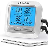 HABOR Thermometer Küche Digitales Grillthermometer Bratenthermometer Fleischthermometer 2 Sonden Haushaltsthermometer Tempera