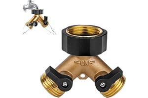 Aohcae 2-drożny rozdzielacz wody 3/4 cala, mosiężny łącznik węża rozdzielacz wody z 2 oddzielnymi kranami odcinającymi, rozdzielacz przyłącza wody rozdzielacz do podłączenia 2 urządzeń