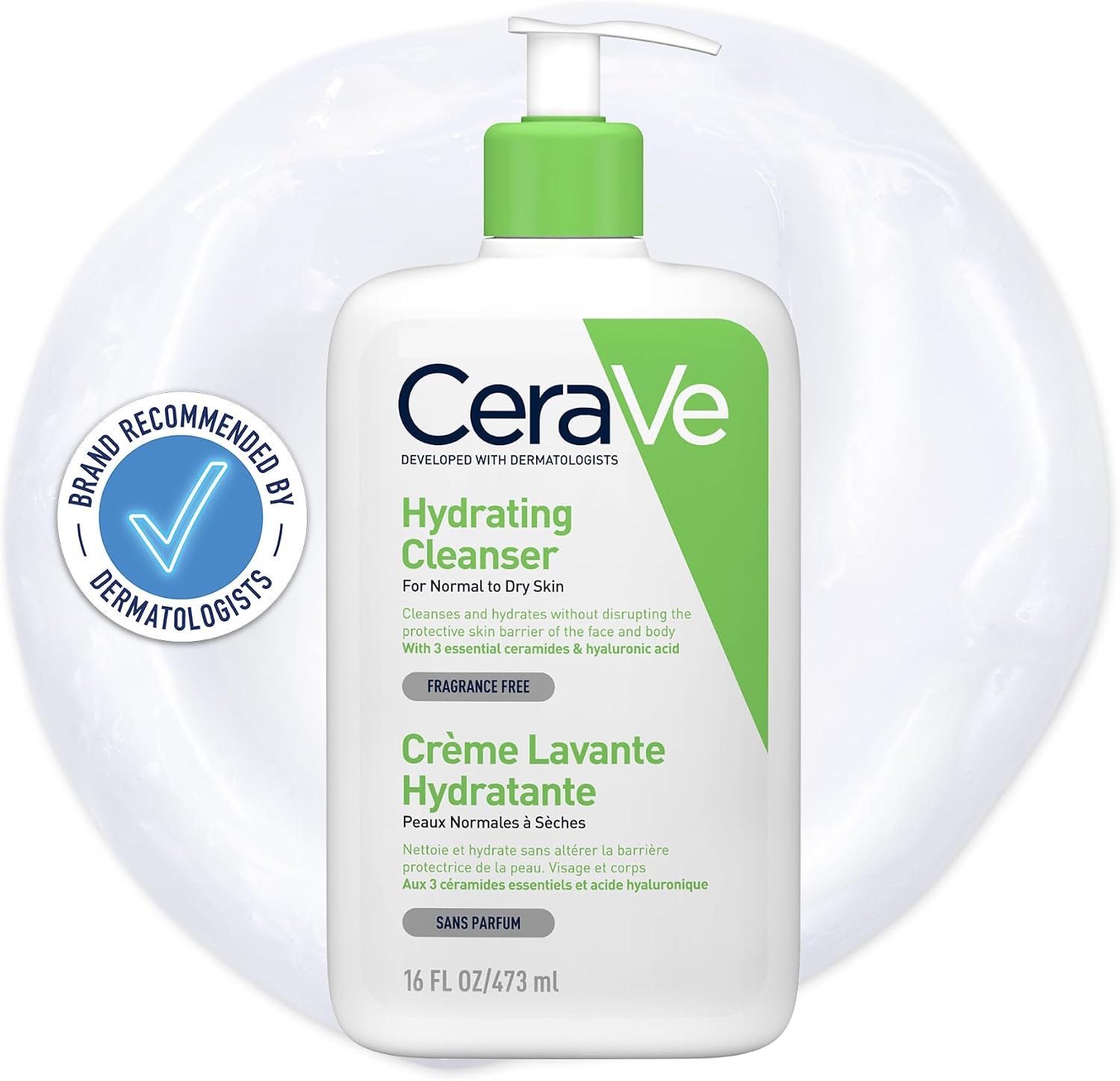 CeraVe Hydrating Cleanser for Normal to Dry Skin 236 ml with Hyaluronic Acid and 3 Essential Ceramides