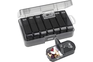 KedioPio Pill Organizer, Dosett 7 Dagar Morgon Kväll Medicin Dosett, Stor Pillerburk Pill Box Pillerask Pillerlåda Piller Organizer för Resa med 14 Fack att Hålla Daily Piller och Vitamin