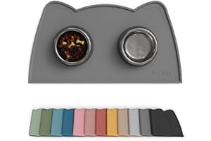 OHMO Alfombras para Comederos Perros y Gatos, Impermeable,(Gris Oscuro, 46x25cm), Alfombrilla Silicona de Mascota