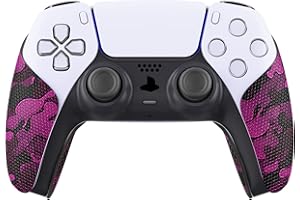 PlayVital Pegatina de Agarre Antideslizante para ps5 - Grip Sticker, Adhesivo de Silicona con Textura Profesional, Almohadilla de Goma Protectora para Mando (Camuflaje Rosa Negro)
