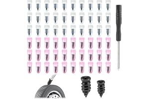 FANXAOLNES 60 Pièces Clous Caoutchouc Kit Réparation Pneu 30 Grands 30 Petits avec Tournevis Réparation Rapide Crevaison Voiture Moto Vélo Scooter Pneu Sans Chambre Outil Étanchéité