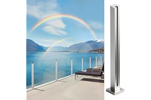 Cvter Poste de Barandilla de Vidrio Sin tapa con Ranuras: 80cm de Postes de Balaustrada de Vidrio de Acero Inoxidable Plateado para Cubiertas, Escalones, Balcón, Piscina, Jardín, Escaleras