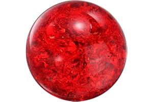 sourcing map 40mm/1.6" Crystal Sphere Ball Ice Cracked Glass Solid Decorative Sphere Crystal Ball Prop Ornament for Feng Shui Divination Fortune Telling Tabletop Fountain Decoration, Red