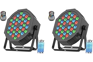 Erreyht 2PCS RGB Battery LED Par Cans, Stage Light 5000 mAh Rechargeable with Remote Control, 36W Uplights Outdoor Battery Powered for Wedding Bar DJ Show Disco