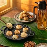 HomeWiz Cast Iron Appe Pan 7 Cavity 18 cm | Free Oil Dispenser 500ml | [₹1750 Coupon]