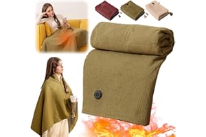 ‎COMEPEW Wearable Elektrische Heizdecke, 2026 Neu Portable Heated Shawl, 150x80cm Wärmekissen mit 3 Temperaturstufen Kabellos Wärmedecke Heizdecke Wearable Kuscheldecke mit Zipper Wärmeunterbett (Grün)