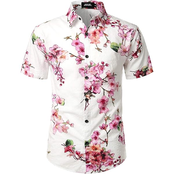 Chemise Homme Manches Courtes Imprimé Grue/pin - Infroissable Légère - Décontractée Avec Poche