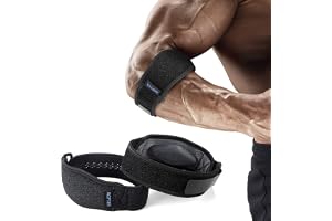 AGPTEK Elbow Brace for Tendonitis and Tennis Elbow 2 Pack, Tennis Golfers Elbow Support Arm Band Pain Relief Elbow Wrap Weightlifting Elbow Strap with Compression Pad for Men & Women, Grey, 21-38 cm
