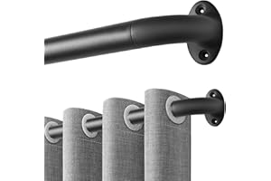 Qlfyuu Gardinenstange Schwarz Metall Vorhangstangen Ausziehbar 76-150cm, 25mm Durchmesser Gardinenstange für Schlafzimmer, Wohnzimmer, Verdunkelungsvorhänge