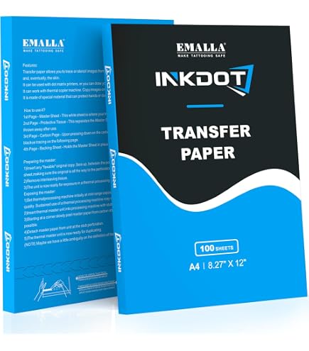 Warrior Papier Transfert Tatouage 20 Feuilles A4 - Papier Pochoir Hectographique Imprimante Thermique