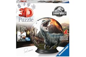 Ravensburger - Puzzle 3D Ball - Jurassic World - A partir de 6 Ans - 72 pièces numérotées à Assembler sans Colle - Support Inclus - Diamètre : 13 cm - 11757