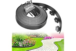 BRIMOREA Bordure de Jardin Flexible en Plastique Recyclé, Bordure Imbriquée pour Gazon, Allée et Massifs | 10 m x 5 cm avec 30 Pitons de Fixation, Gris Anthracite, Gris