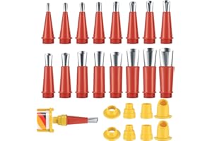 HAEPXYBY Buses d'étanchéité en Acier Inoxydable, 16 Pièces Buse Applicateur Calfeutrage Acier Inoxydable, Buses de Finition d'étanchéité pour Cuisine, Salle de Bain, avec Bases de 8 pièces