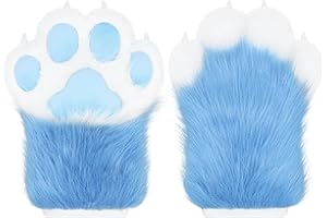 ZFKJERS Cosplay Tier Verlängerte Flauschige Kunststoffkrallen für Katzen Fursuit Pfoten Handschuhe Erwachsene Kostüm Zubehör Set