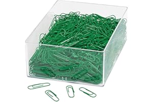 Wedo 901244604 Spinacze biurowe (z metalu 27 mm, pokryte tworzywem sztucznym w przezroczystym pudełku) 1000 sztuk, zielone