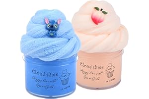 BASYWIIM Cloud Slime Kit - 2 Pack Fluffy , Non-Sticky and Super Soft Scented , Girls and Boys Stress Relief Toy, Best Birthday Gifts for Kids