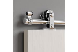 ETIASQSA 167 cm/5,5 FT para puerta corredera de acero inoxidable con guía de suelo para 1 puerta de madera (forma de T)