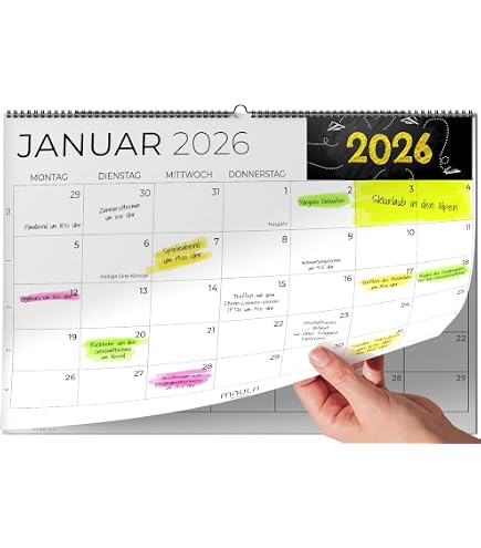 Bucket List Kalender 2025 – Wandkalender Mit Doppelspirale, Dickes Papier, 28x21 Cm, Mit Monats-Illustrationen