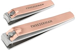 ‎TWEEZERMAN TWEEZERMAN Nagelknipser Combo Clipper Set (2 teilig, präzises Schneiden von Finger- und Fußnägeln, stark für kräftige Nägel), Roségold