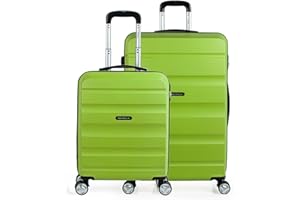 ITACA - Juego Maletas De Viaje rígidas Trolley con Candado de Combinación y 4 Doble Rueda 360° Set Maletas De Viaje Ligeras y Resistentes, Pistacho