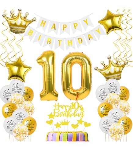 Kit Compleanno 10 Anni Ragazza - Corona, Fascia E Decorazioni In Oro Rosa - Foto 8