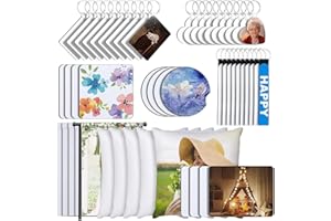 Oewnvmd 52-Teiliges Sublimationsprodukt-Set zum Selbermachen, SchlüSselanhäNger, WäRmeüBertragungskissen für Sublimationstransfer, Transferpresse, Druckhandwerk