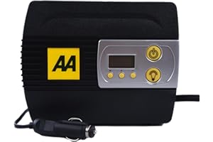 AA 12V Digital Tyre Inflator AA5502 – For Cars Other Vehicles Inflatables Bicycles - Shows PSI BAR KPA 3-100 PSI – Includes Adaptors, Black