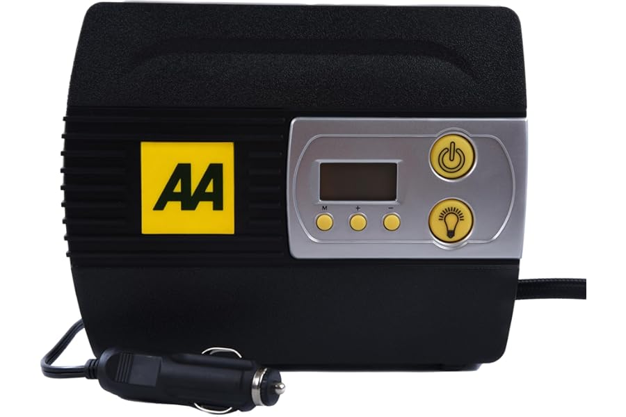 AA5502 12V Digital Tyre Inflator – Portable Car Air Compressor Pump With Digital Gauge That Measures PSI, BAR, KPA. Fast Tyre Inflation for Cars, Bikes, Motorcycles, Balls & Inflatables