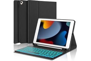 SENGBIRCH Teclado iPad 9 generación - Funda Teclado para iPad 9a/8a/7a generación 10.2'' inalámbrico Desmontable retroiluminado-Cubierta Protectora Delgada con Soporte para Apple Pencil