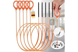 WEIMEIH Abflussreiniger Spirale 5 Stück,Abflussspirale Reinigungsschaken Sticks,Anti-Bruch-Stahl mit Nylonbeschichtung,Flexibler Abflussreiniger und Haarfänger für Badewanne Abwasserkanäle Waschbecken-77 cm