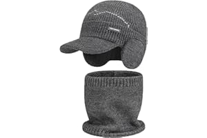LUKIUP Hommes Hiver Chaud Bonnet Thermique Écharpe Ensemble, Bonnet Homme Stylé, echarpe homme, Doublé Polaire Cadeau Homme Femme cadeau anniversaire homme
