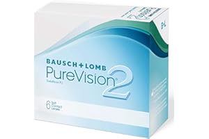 Bausch + Lomb PureVision 2 Monatslinsen, sehr dünne sphärische Kontaktlinsen, weich, 6 Stück / BC 8.6 mm / DIA 14 / -3,00 Dioptrien