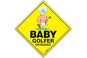 IWANTTHATSIGN.COM Baby Golfer On Board Sign, Baby on Board Sign For Golfers, Advises that you have a Child, Grandchild On Board Sign, Baby Car Sign to Let Other Road Users a Child is in The Car, 14 cm x 14cm