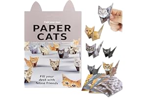 TOGETDREAM 50Pcs DIY Paper Cats, Creative Origami Animal Kit Cute Kitten Origami Papercraft Kit Fun Craft Activity Creative Craft Activity for Adults Kids Animal Lovers Handmade Cat Desk Toys Christmas