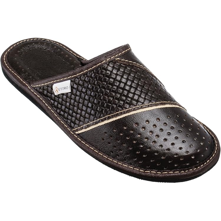 Pantoufles Hommes BeComfy En Cuir Véritable - Mules Maison Confortables | Semelle Antidérapante | Taille 40-50 EU
