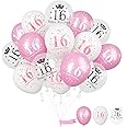 Sweet 16 Birthday Decorations for Girls, Pink White Happy 16th Birthday Party Latex Balloons, 15 Pieces 16th Birthday Decorations for Her Kids Age 16 Year Old Birthday Party Decorations Supplies