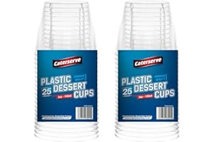 Caterserve Crystal Clear Hard Plastic Dessert Cups Multi-Use tumblers 5oz-145ml (50 Pcs)