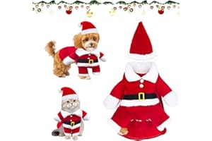 NTWDBY Canes Babbo Natales Vestiti per Cani, Vestiti di Babbo Natale per Animali Domestici, Vestito Babbos Natale Cane con Cappellino da Babbo Natales, per Cani Piccolo e Medio e Gatti (L)