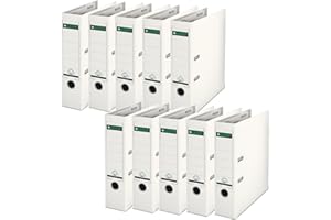 ‎LEITZ Leitz Qualitäts-Ordner 180° Plastik, 10er Pack, das Original, DIN A4 Aktenordner 8 cm breit, 90% Recycling-Karton, 30% Pre-Consumer Recycling-Kunststoff, Mit 180° Mechanik, 600 Blatt, Weiß, 10101001