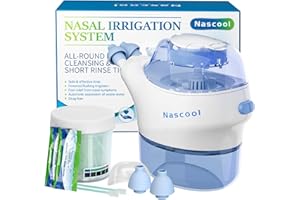 Nascool Nasal Irrigation System, Nose Shower Nose Rinse for Adults, Electric Neti Pot Sinus Dishwasher for Nose Care with 50 Nose Salt, Blue