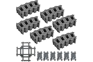Etarnfly Rail Set, 37 Pieces City Rails Compatible with the Market Leader (30 Curves, 6 Flexible Rails, 1 Joint)