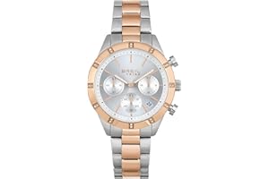 BREIL Reloj DE Mujer Dazzle Movimiento Cuarzo CRONÓGRAFO Blanco y Pulsera DE Acero Color Plata EW0520