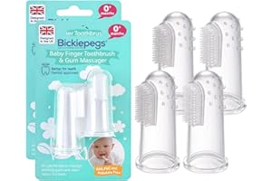 Bickiepegs Finger Toothbrush 0 Years, Baby Brush & Teething Gum Massager for Newborn, 2pcs (Pack of 2)
