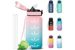 Grsta Borraccia 500ml, A Prova di Perdite Borraccia Bambino, Bottiglia Motivazionale con Cannuccia, Facile da Pulire, Borracce con Indicatore del Tempo per Ufficio, Lavoro, Scuola