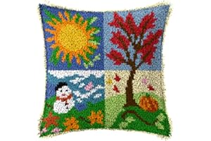 YOOTOM Kit de housse de coussin avec crochet à loquet en Noël,kit de broderie,kits de fabrication de taies d'oreiller，Christmas latch Hook Pillowcase Kits 43x43cm