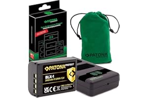 PATONA V1 Protect BLX-1 akumulator (2400mAh) z czujnikiem NTC i obudową V1 - z ładowarką USB PD Performance 161713 (1500 mA) Kompatybilny z OM System BLX-1